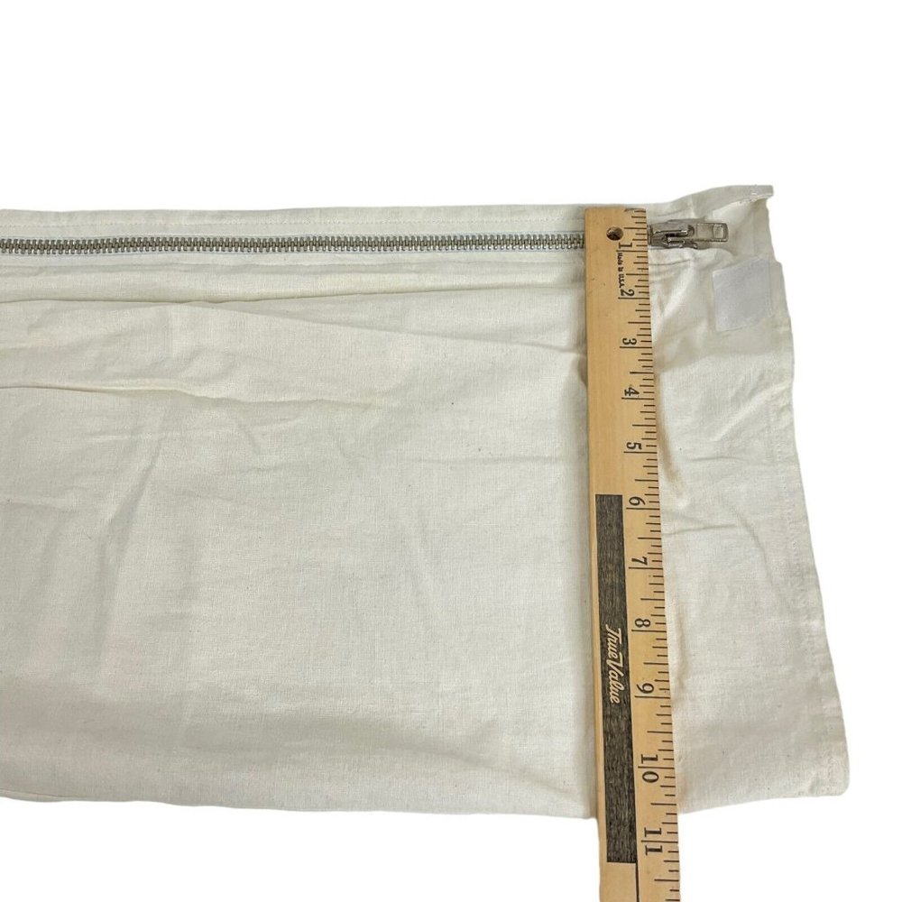 Aziz Pants Women's 33" Ivory Drawstring Front Side Zipper Heavy Linen Blend Nwot - Picture 12 of 13